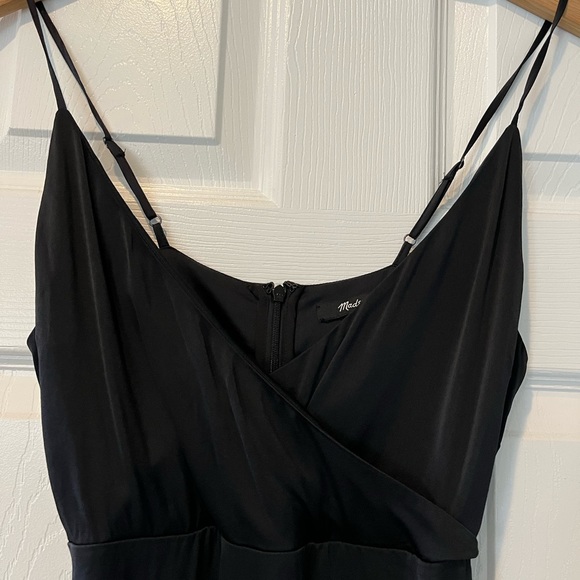 Madewell Black Satin Cami Side-Button Dress, size 00 - Picture 6 of 9